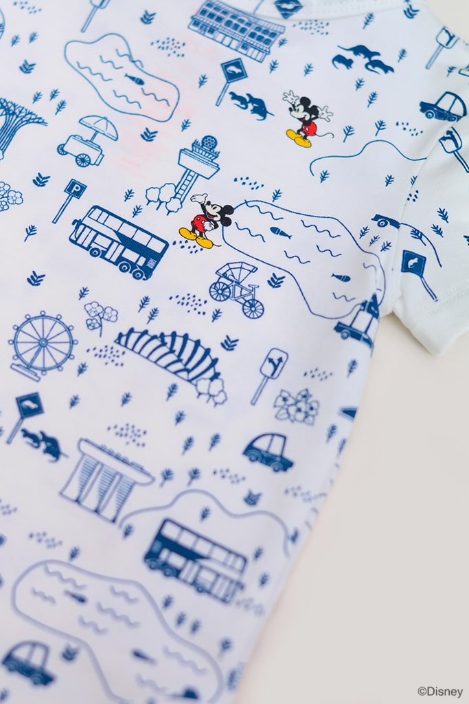 Short-Sleeve Onesie - Blue Road Trip Mickey | Disney x elly Mickey Go Local | The Elly Store Singapore