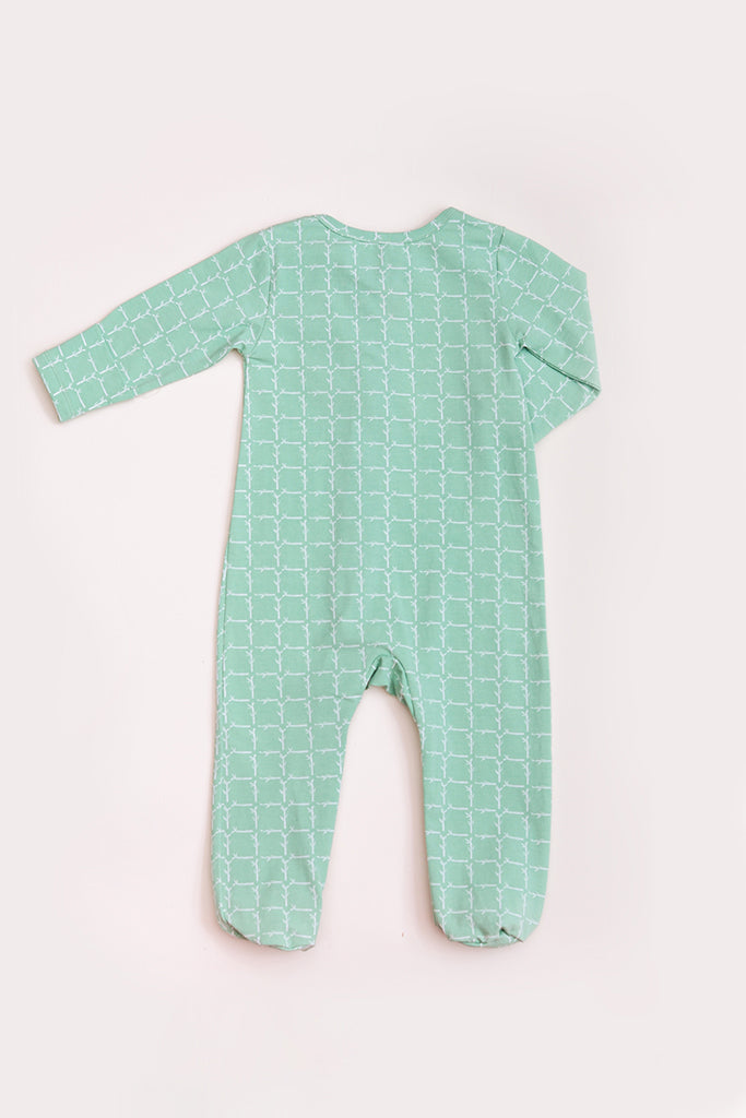 Sleepsuit - Teal Bamboo Tiles | Baby Essentials at The Elly Store Singapore