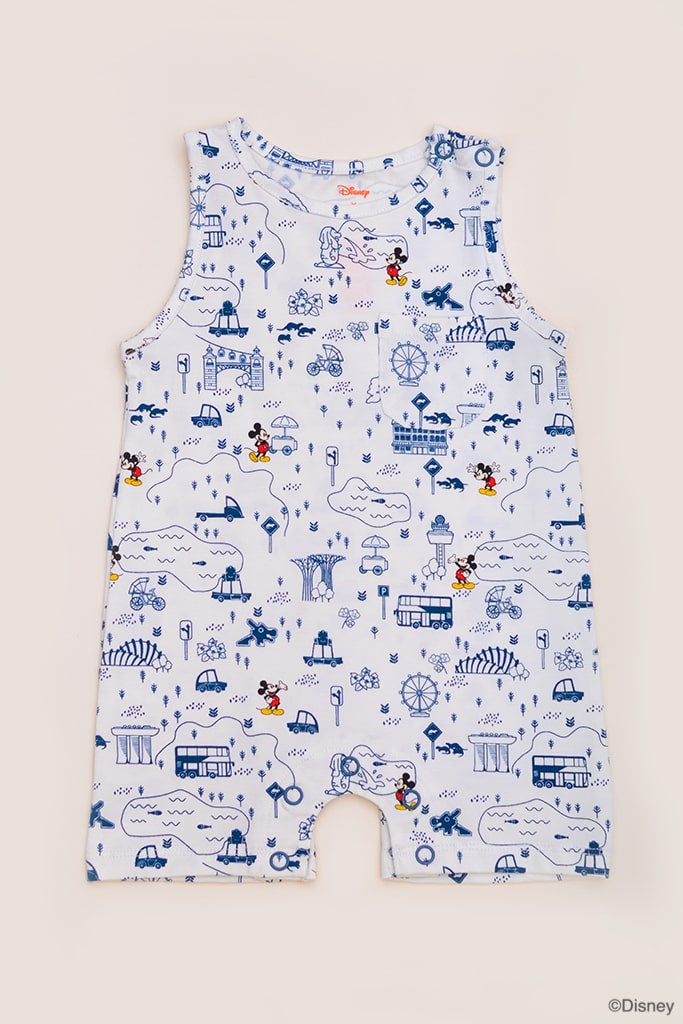 Sleeveless Romper - Blue Road Trip Mickey | Disney x elly Mickey Go Local | The Elly Store Singapore