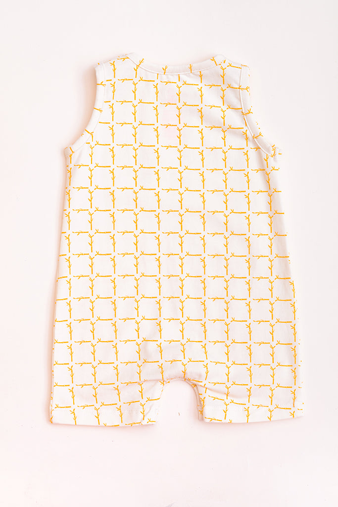 Sleeveless Romper - Cream Bamboo Tiles | Ideal for Newborn Baby Gifts | The Elly Store Singapore