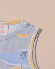 Sleeveless Romper - Grey Animal March