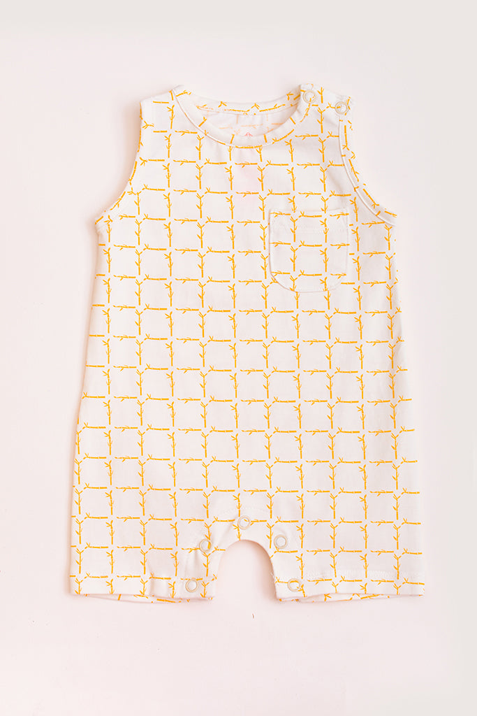 Sleeveless Romper - Cream Bamboo Tiles | The Elly Store Singapore