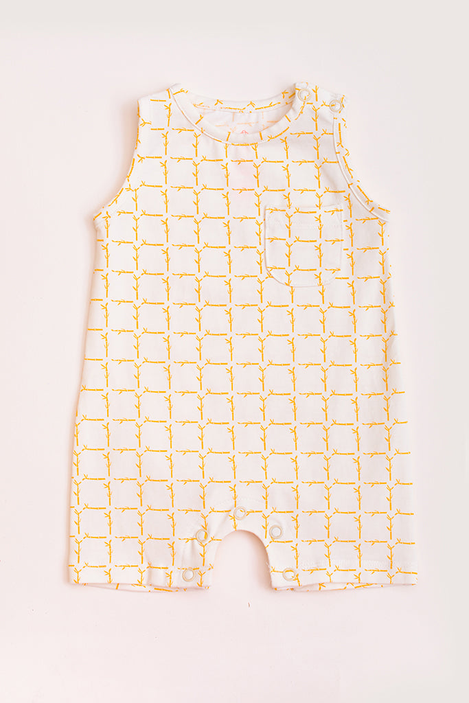 Sleeveless Romper - Cream Bamboo Tiles | Ideal for Newborn Baby Gifts | The Elly Store Singapore The Elly Store