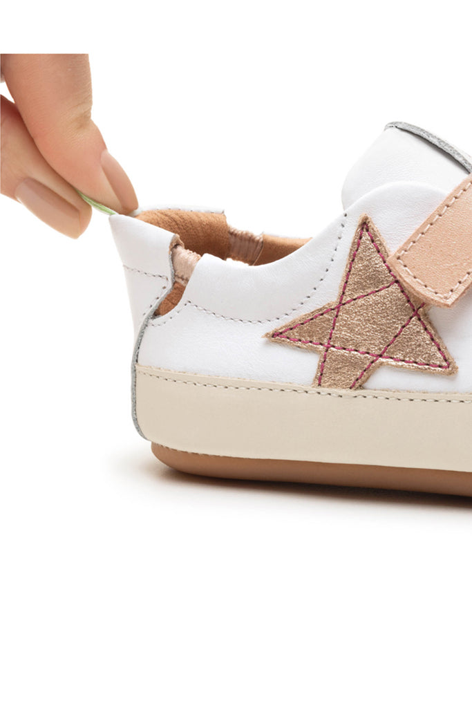 Bossy Star Sneakers - White / Metallic Salmon / Candy | Tip Toey Joey Baby Shoes | The Elly Store
