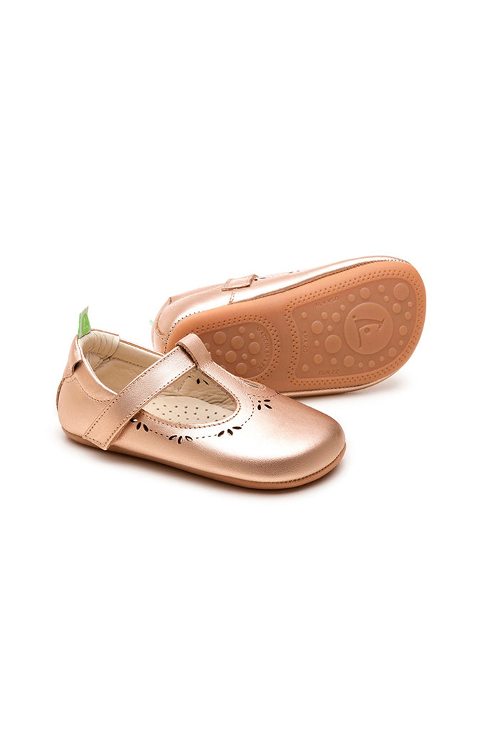 Dainty Mary Janes Shoes - Metallic Salmon | Tip Toey Joey Baby Shoes | The Elly Store