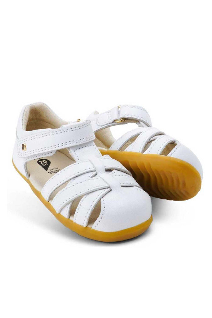 Bobux White Cross Jump Sandals Step Up | Kids Shoes