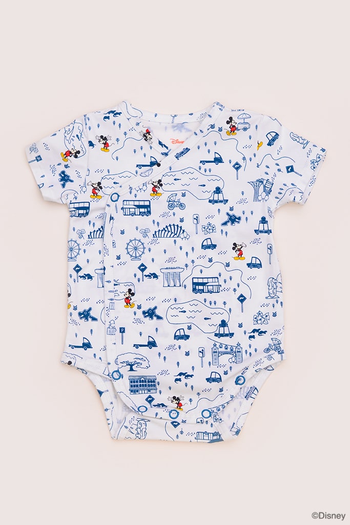 Wrap Onesie - Blue Road Trip Mickey | Disney x elly Mickey Go Local | The Elly Store Singapore
