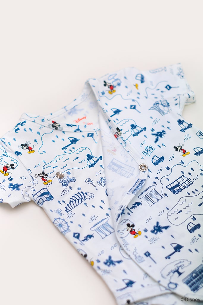 Wrap Onesie - Blue Road Trip Mickey | Disney x elly Mickey Go Local | The Elly Store Singapore