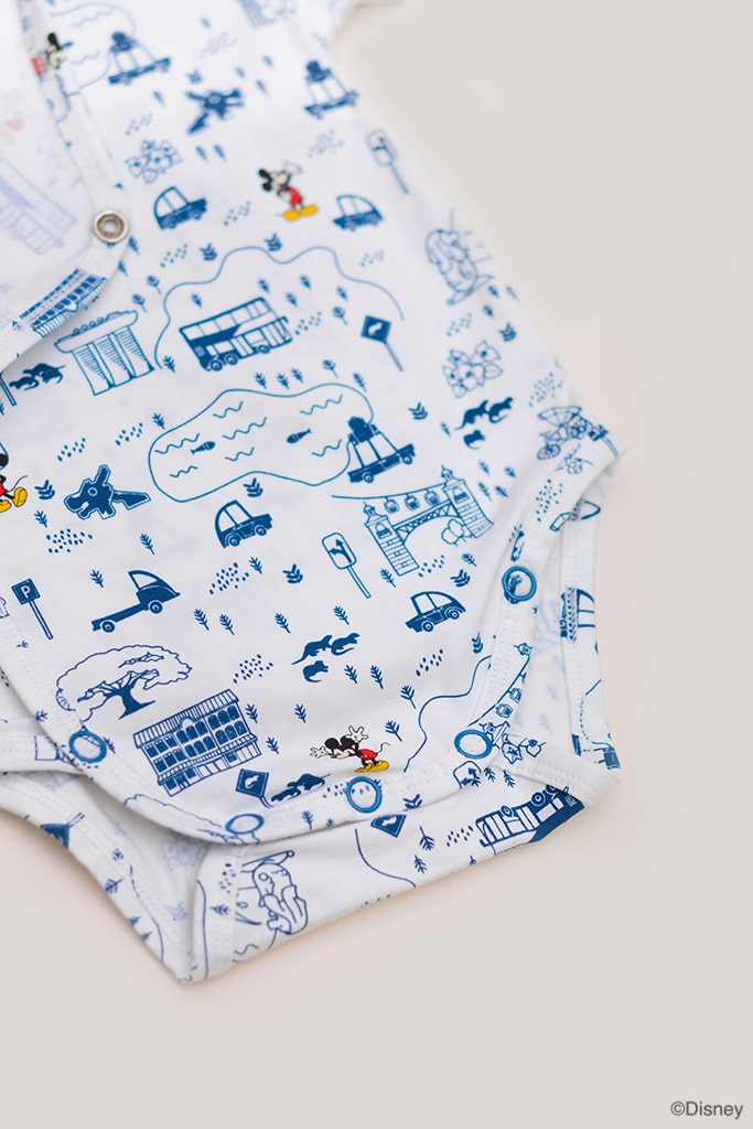 Wrap Onesie - Blue Road Trip Mickey | Disney x elly Mickey Go Local | The Elly Store Singapore