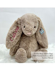 Jellycat Bashful Bunny in Beige Huge with Fuchsia Thread | Buy Jellycat Singapore Kids Baby Soft Toys at The Elly Store