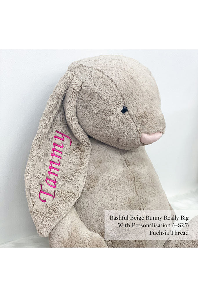 Jellycat Bashful Bunny in Beige Really Big with Fuchsia Thread | Buy Jellycat Singapore Kids Baby Soft Toys at The Elly Store