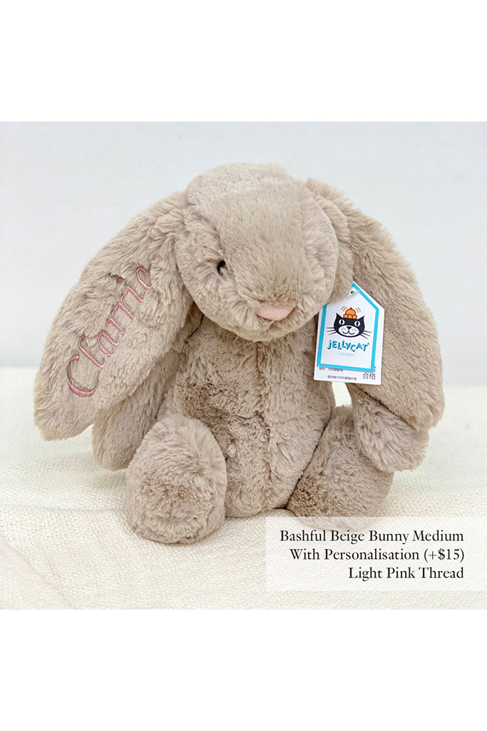 Jellycat Bashful Bunny in Beige Medium with Light Pink Thread | Buy Jellycat Singapore Kids Baby Soft Toys at The Elly Store