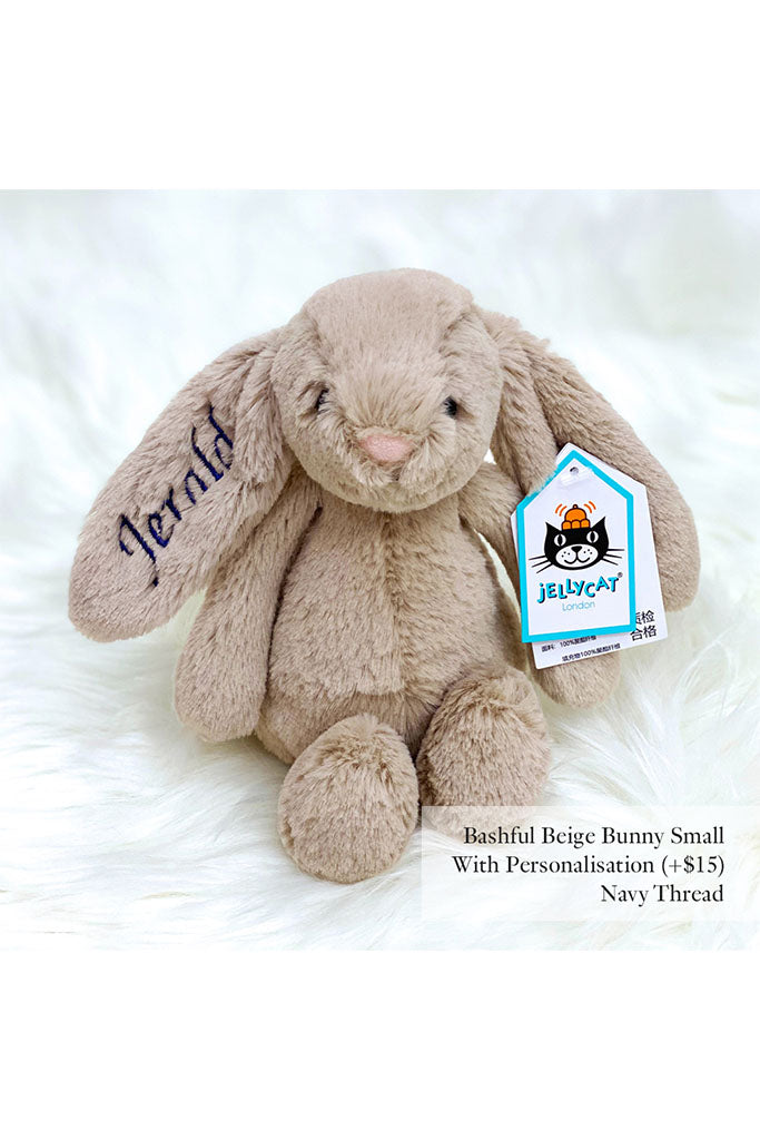 Jellycat Bashful Bunny in Beige Small with Navy Thread | Buy Jellycat Singapore Kids Baby Soft Toys at The Elly Store