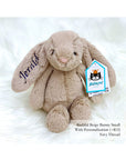 Jellycat Bashful Bunny in Beige Small with Navy Thread | Buy Jellycat Singapore Kids Baby Soft Toys at The Elly Store