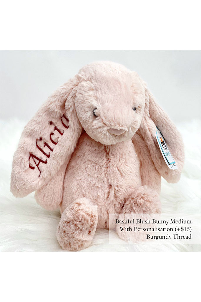 Jellycat Bashful Blush Bunny with Burgundy Thread | Buy Jellycat Singapore Kids Baby Soft Toys at The Elly Store The Elly Store
