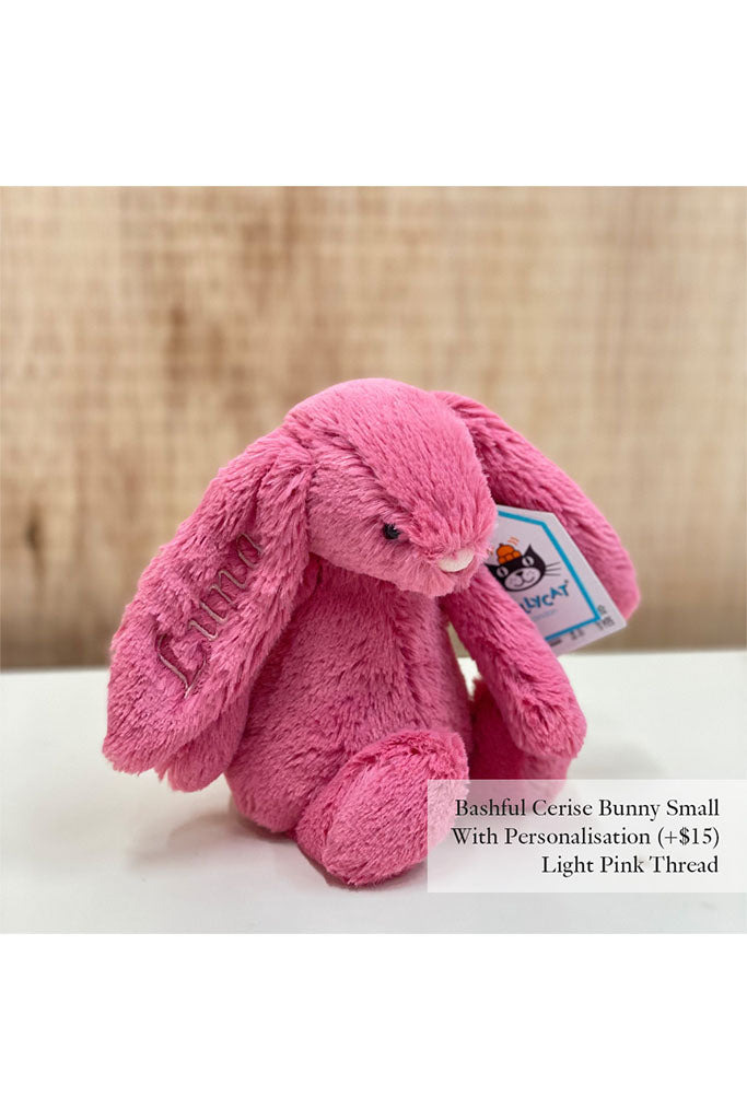 Jellycat Bashful Cerise Bunny with Light Pink Thread | The Elly Store