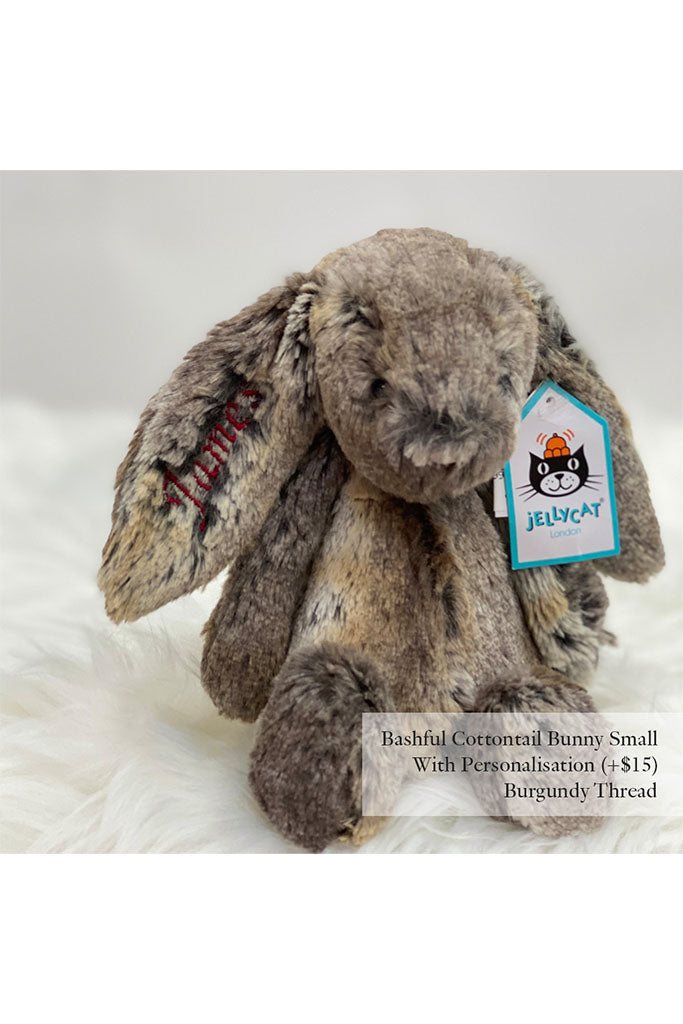 Jellycat Bashful Cottontail Bunny with Burgundy Thread | The Elly Store