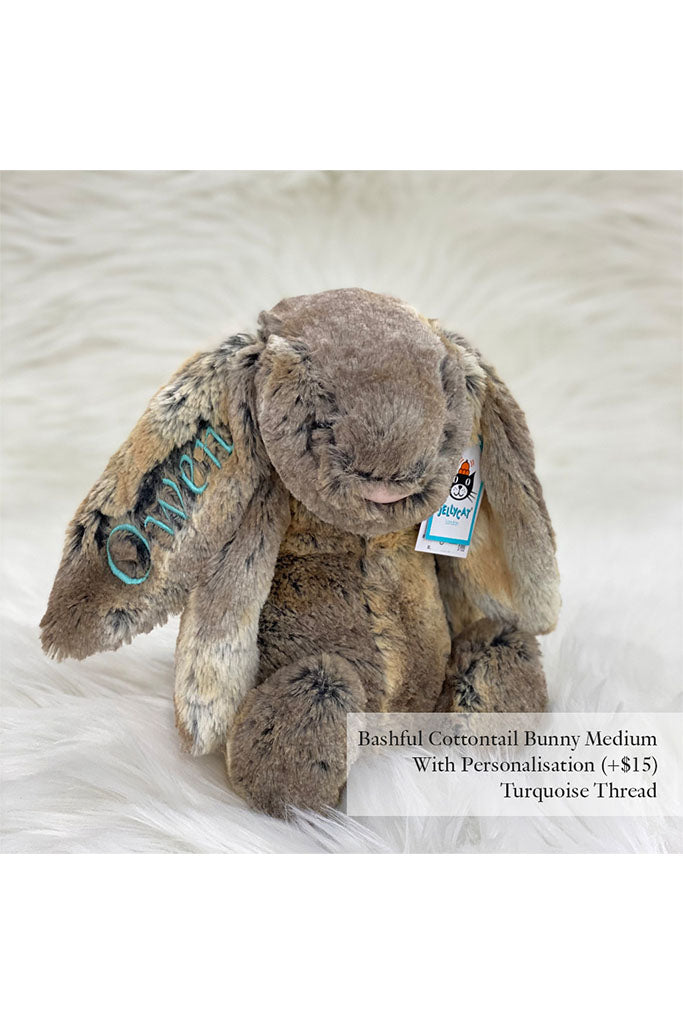 Jellycat Bashful Cottontail Bunny with Turquoise Thread | The Elly Store