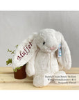 Jellycat Bashful Bunny Cream Medium with Burgundy Thread | The Elly Store