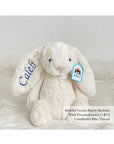 Jellycat Bashful Bunny Cream with Cornflower Blue Thread | The Elly Store