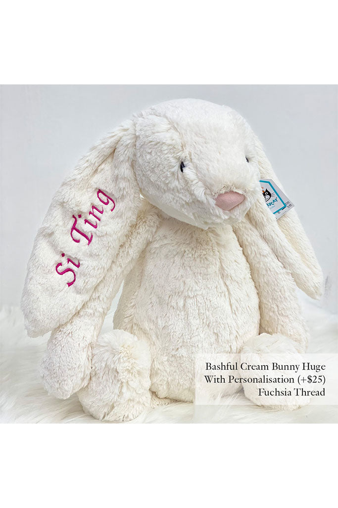 Jellycat Bashful Bunny Cream Huge with Fuchsia Thread | The Elly Store