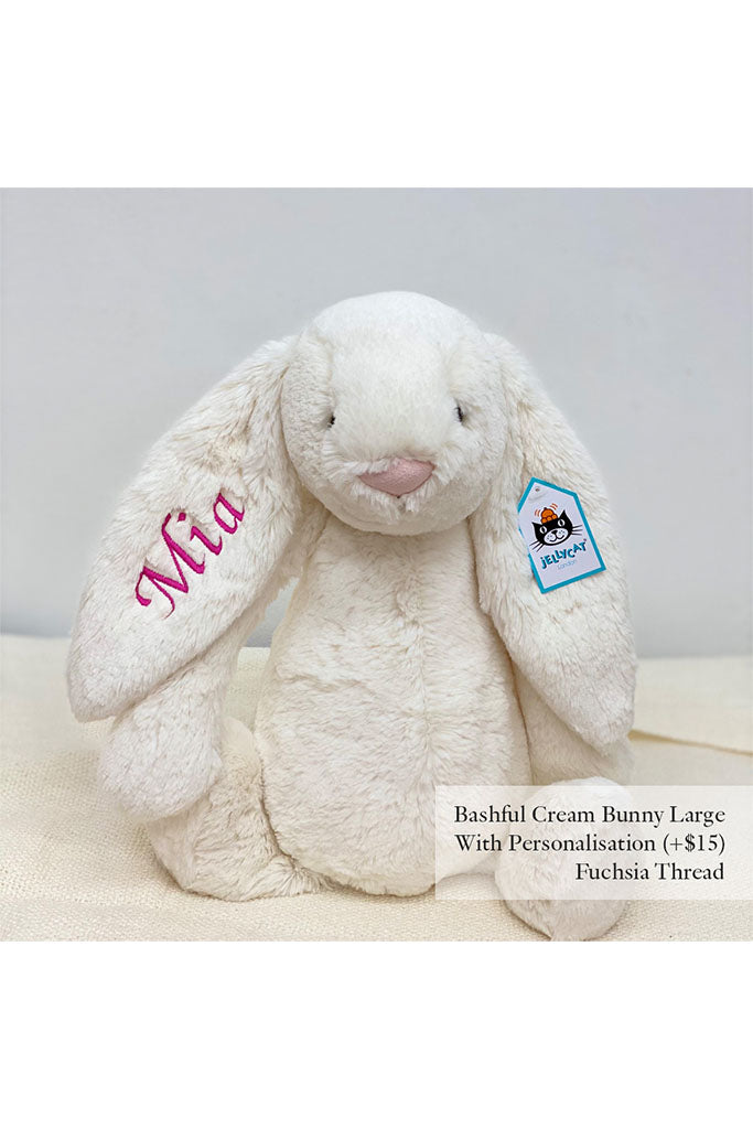 Jellycat Bashful Bunny Cream Large with Fuchsia Thread | The Elly Store