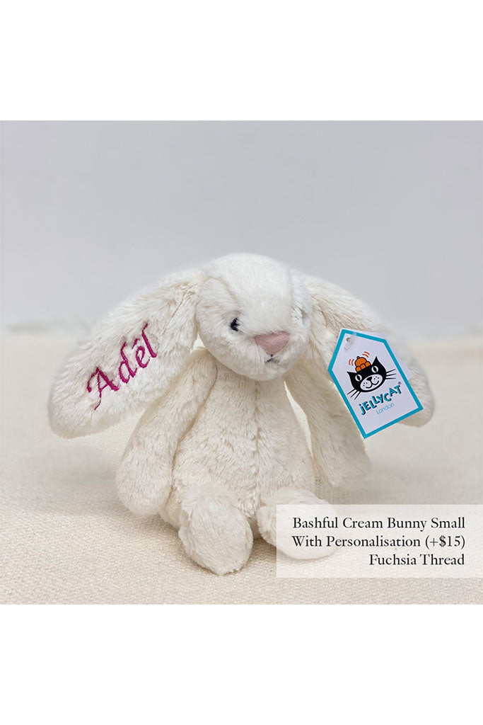 Jellycat Bashful Bunny Cream Small with Fuchsia Thread | The Elly Store