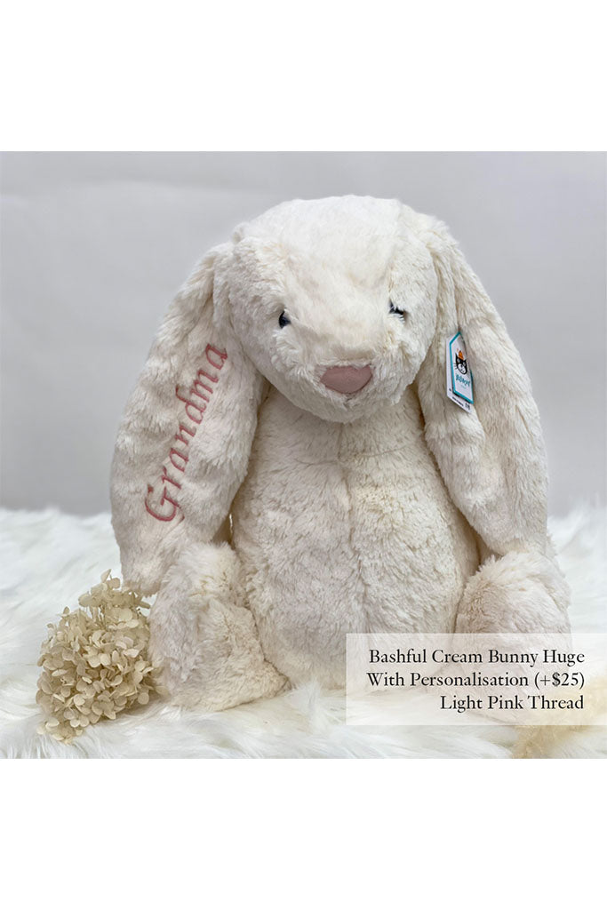 Jellycat Bashful Bunny Cream Huge with Light Pink Thread | The Elly Store