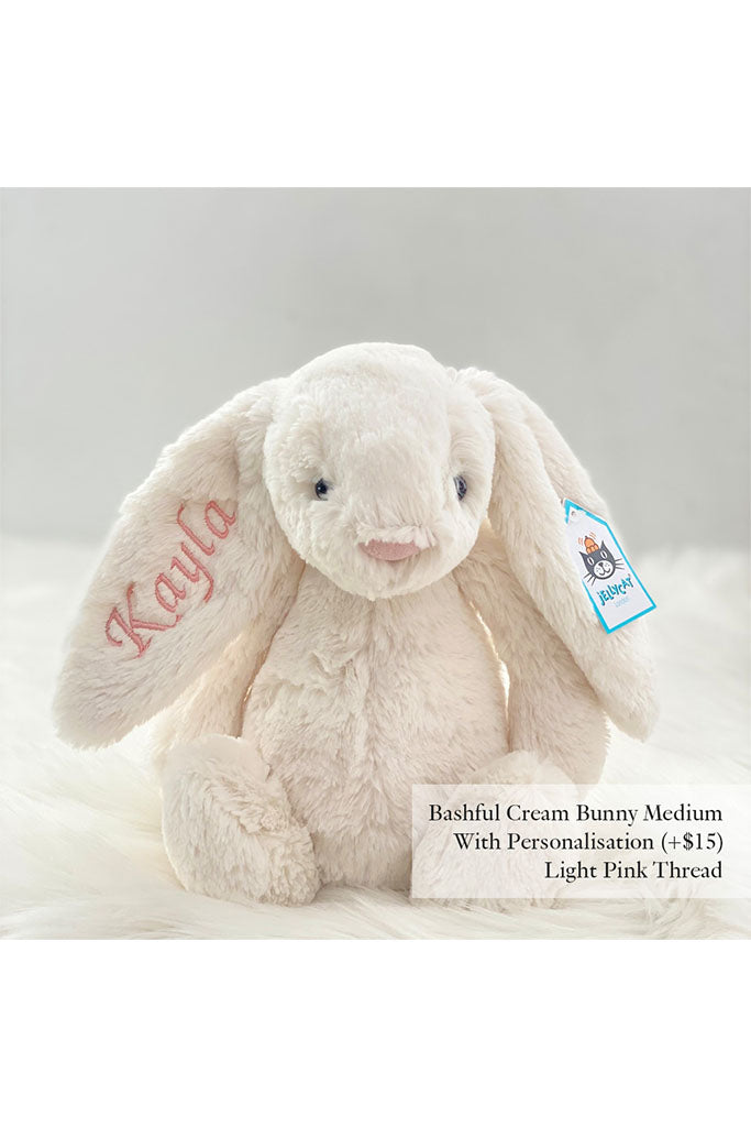 Jellycat Bashful Bunny Cream Medium with Light Pink Thread | The Elly Store