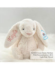 Jellycat Bashful Bunny Cream Medium with Light Pink Thread | The Elly Store