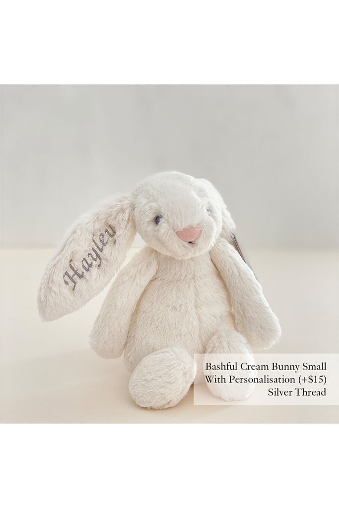Jellycat Bashful Bunny Cream Small with Silver Thread | The Elly Store
