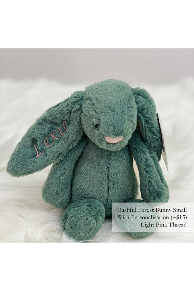 Jellycat Bashful Forest Bunny with Light Pink Thread | Soft Toys | The Elly Store