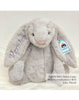Jellycat Bashful Bunny in Silver with Lilac Thread | Buy Jellycat Singapore Kids Baby Soft Toys at The Elly Store