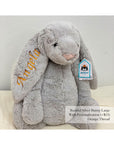 Jellycat Bashful Bunny in Silver Large with Orange Thread | Buy Jellycat Singapore Kids Baby Soft Toys at The Elly Store