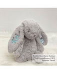 Jellycat Bashful Bunny in Silver Medium with Turquoise Thread | Buy Jellycat Singapore Kids Baby Soft Toys at The Elly Store