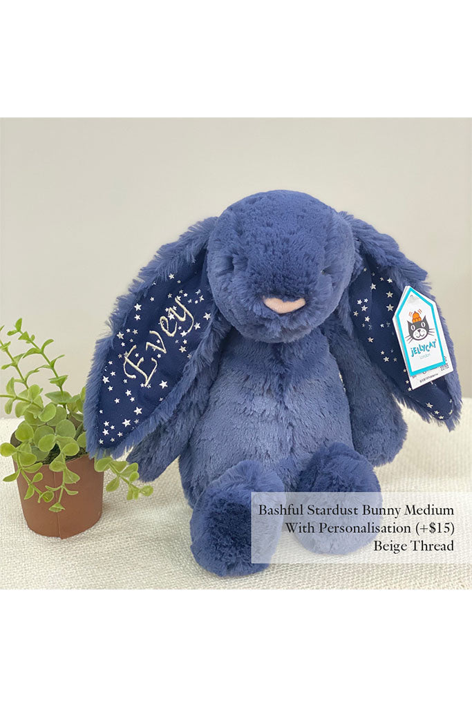 Bashful Stardust Bunny with Beige Thread | Navy Soft Toy | The Elly Store Singapore