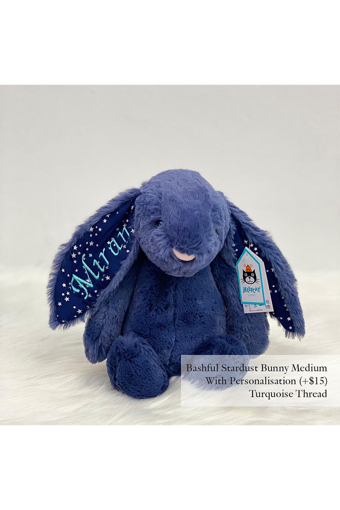 Bashful Stardust Bunny with Turquoise Thread | Navy Soft Toy | The Elly Store Singapore