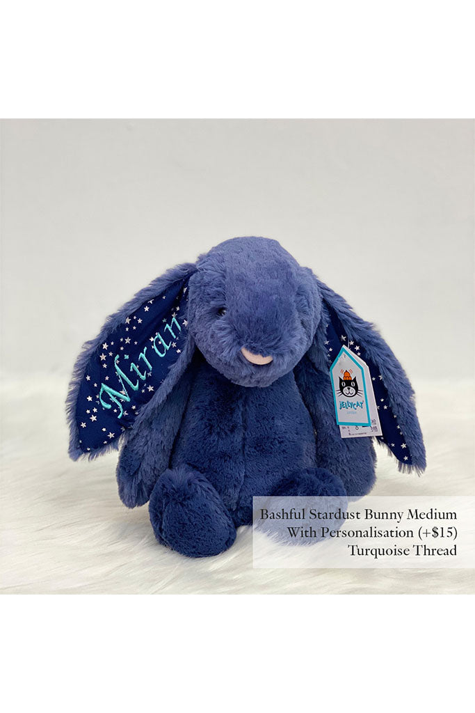 Bashful Stardust Bunny with Turquoise Thread | Navy Soft Toy | The Elly Store Singapore