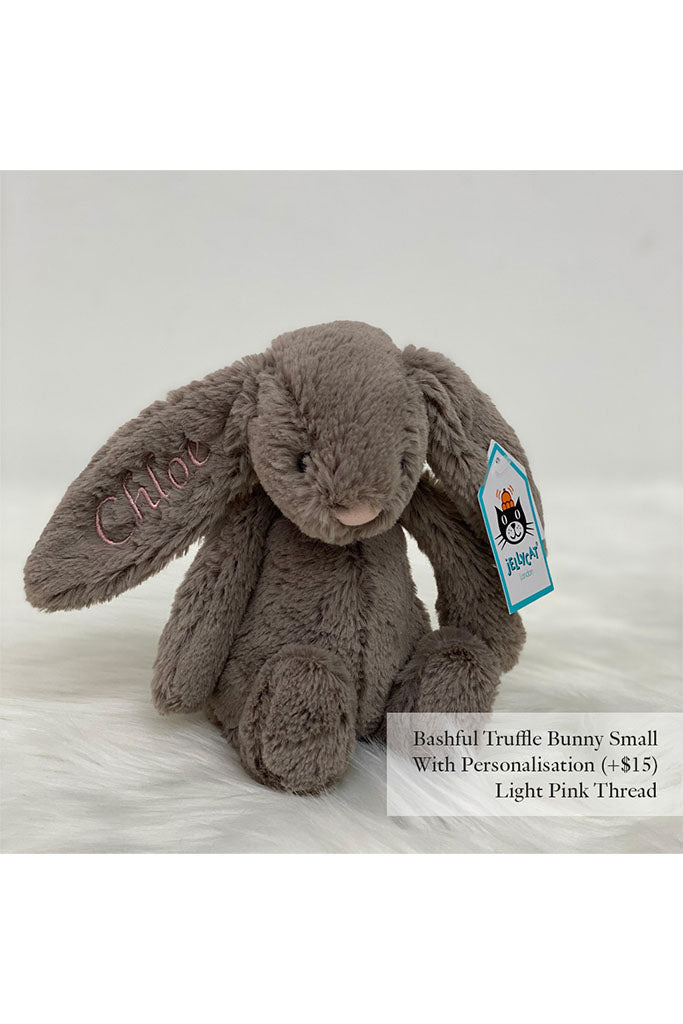 Jellycat Bashful Truffle Bunny Soft Toy Small with Light Pink Thread | The Elly Store Singapore