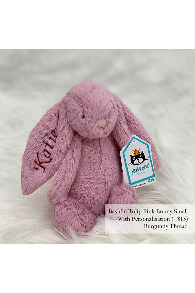 Bashful Tulip Pink Bunny with Burgundy Thread