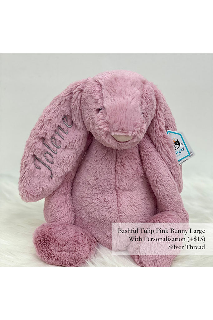 Bashful Tulip Pink Bunny Large with Silver Thread