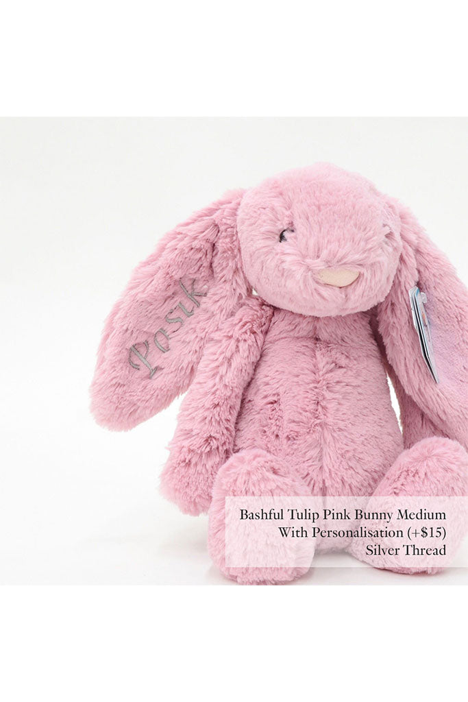 Bashful Tulip Pink Bunny Medium with Silver Thread