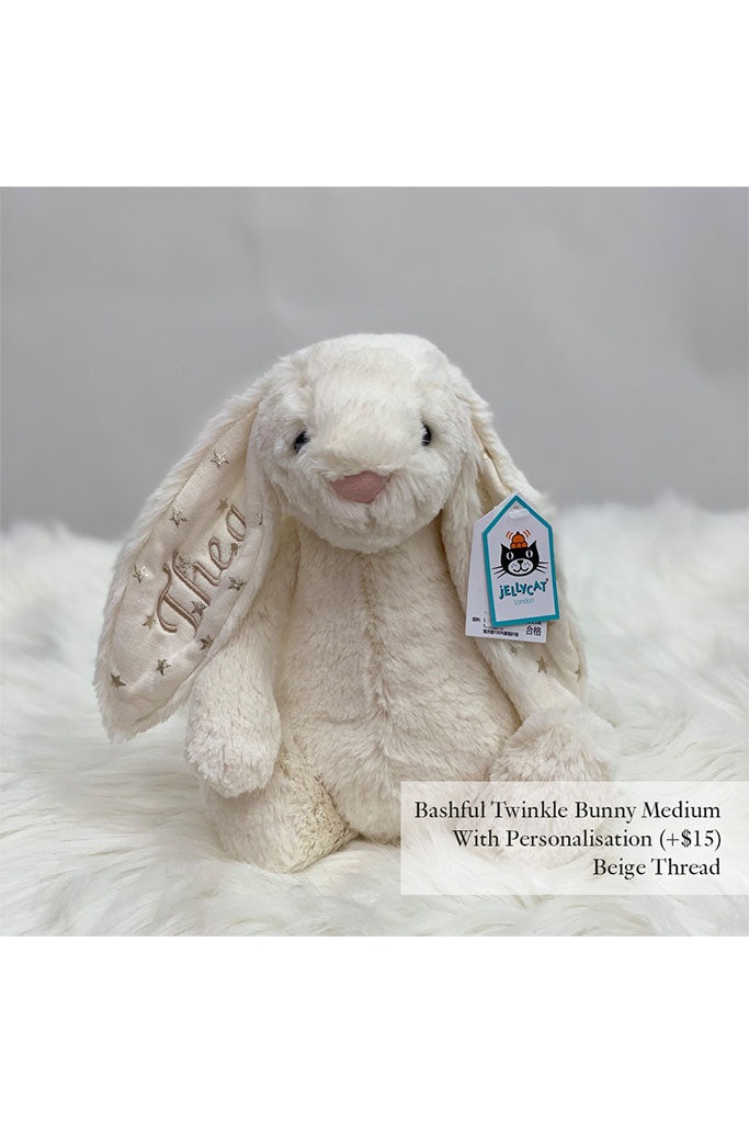 Jellycat Bashful Twinkle Bunny with Beige Thread