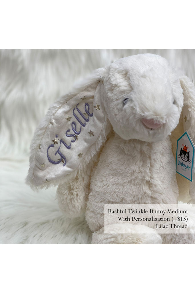 Jellycat Bashful Twinkle Bunny with Lilac Thread