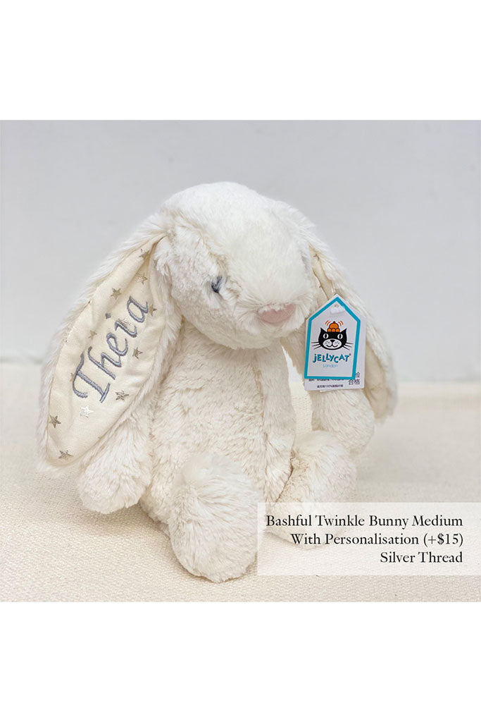 Jellycat Bashful Twinkle Bunny with Silver Thread
