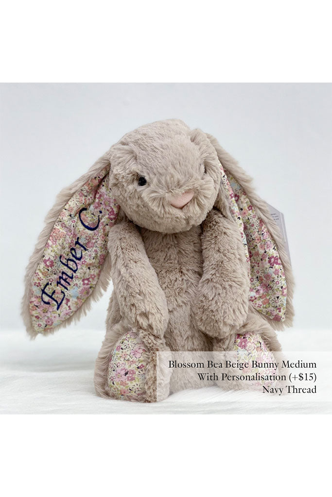 Jellycat Blossom Bea Beige Bunny with Navy Thread