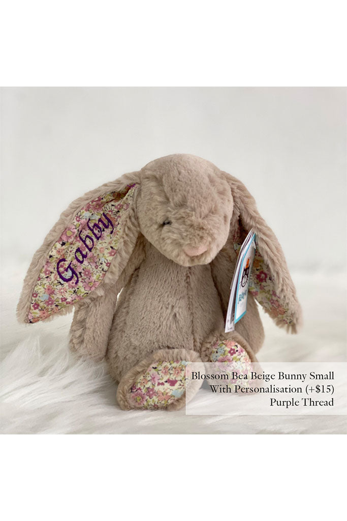 Jellycat Blossom Bea Beige Bunny with Purple Thread