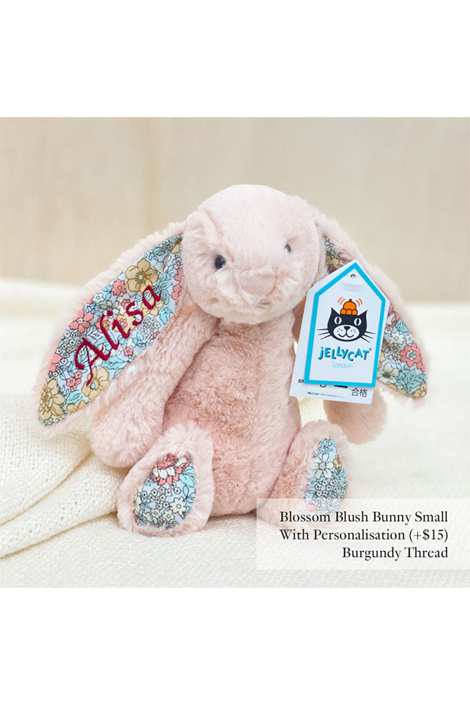 Jellycat Blossom Blush Bunny Small with Burgundy Thread | The Elly Store Singapore