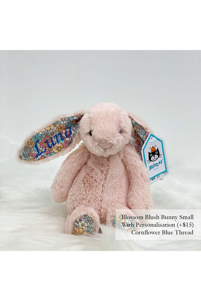 Jellycat Blossom Blush Bunny with Cornflower Blue Thread | The Elly Store Singapore