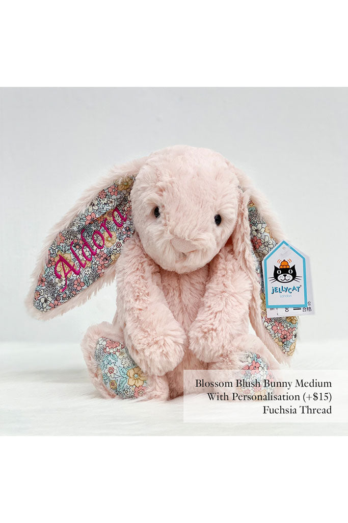 Jellycat Blossom Blush Bunny Medium with Fuchsia Thread | The Elly Store Singapore